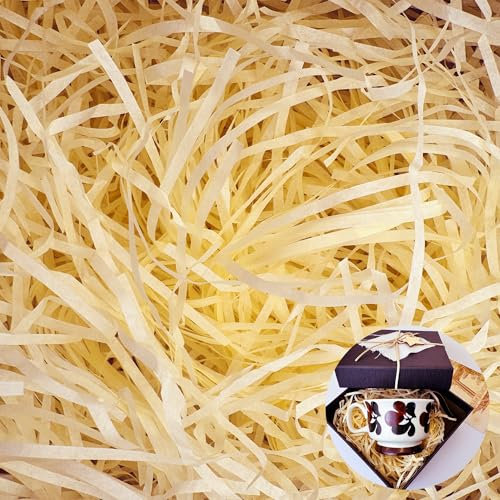 300g Füllmaterial Geschenk, Holzwolle Füllmaterial zum Dekorieren von Geschenkkörbe, Mehrere Farboptionen und Reichhaltigere Kombinationen, Mehrfarbig Verpackungsmaterial Füllmaterial (Holzfarbe)