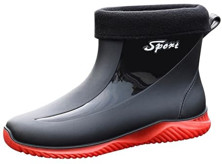 Stivali Per Gli Uomini Antiscivolo E Impermeabili, Inverno Stivaletti In Gomma Pile Confortevole E Caldo Stivali In Gomma Pvc Calore Antiscivolo Ermetico Pvc Stivali Da Pioggia, rosso, 43 EU