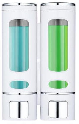 Wall Mounted Hand Soap Dispenser,400ml Bathroom Shower Dispenser Gel Container Shower Pump Dispenser and Organizer for Bathroom Kitchen Hotel,Refillable Liquid Lotion Soap Dispenser(White)