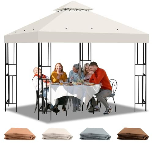 Pavillon Ersatzdach 3x3 m Wasserdicht – Doppeldach mit Air Vent UV-beständig, Stabil Winterfest, Atmungsaktiv, Gazebo Ersatz Dach, perfekt für Garten, Camping(Polyester 300D)