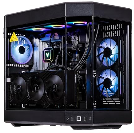 Velztorm Black Praetix 3D Custom Built Y60 Gaming Desktop PC (GeForce RTX 5080 16GB (Beats 4090) Liquid Cooled AMD Ryzen 7 9800X3D, 64GB DDR5, 2TB PCIe SSD + 6TB HDD, 1000W PSU, WiFi 7, Win11Home)