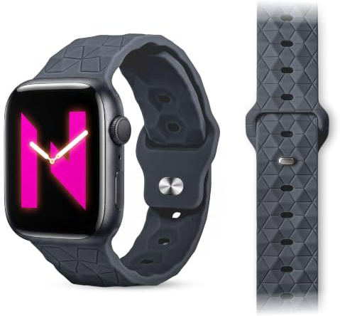 NALIA Hexion Armband kompatibel mit Apple Watch Armband Series SE/iWatch 10 9 8 7 6 5 4 3 2 1, 38/40/41/42mm, Silikon Loop mit Hexagon Design, Sportarmband Steck-Pin-Verschluss, Farbe:Graphitgrau