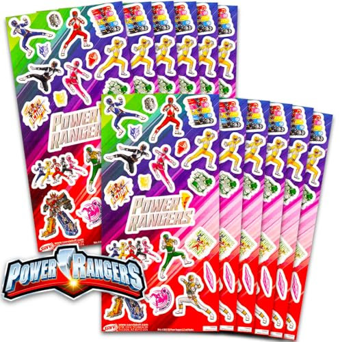Power Rangers Stickers Party Favors for Boys Kids 12 Pack Bundle