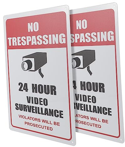 Ciieeo 2stücke Schild Aus Metall Für Plätze Und Geschäfte Überwachung Bereich Hinweisschild Für Wandmontage Leicht Zu Reinigen Verwenden