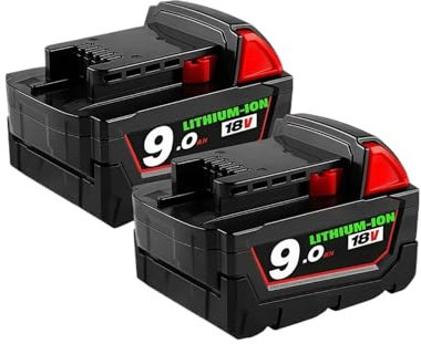 18V 12.0Ah 18V 12.0Ah Ultra Longue Batterie d’Outil d’Endurance, Compatible avec Milwaukee. M18 XC Lithium Batterie 48-11-1860 48-11-1850 48-11-1840 48-11-1820 Batteries Rechargeables(2PCS 6000mAh)