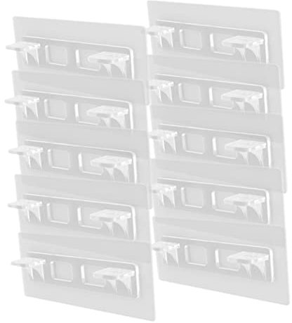 HOMSFOU 10 Pièces Supports Étagère Autocollants Transparent Fixation Murale Sans Perçage pour Meubles de Cuisine et Salle de Bain