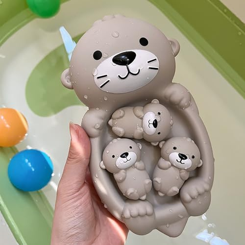 Sandkasten Spielzeug Otter Badewanne Spielzeug Leicht Zu Reinigende Stapelgummi Badewannenspielzeug 1 Mutter Otter Und 3 Baby Otter Süße Schwimmende Poolspielzeug