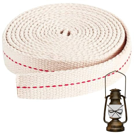 Oil Lamp Wicks, Paraffin Oil, 6.56 Feet 1 Inch Flat Cotton Wicks, with Red Stitch, Suitable for Kerosene Lanterns, Candle Burners, DIY Accessories