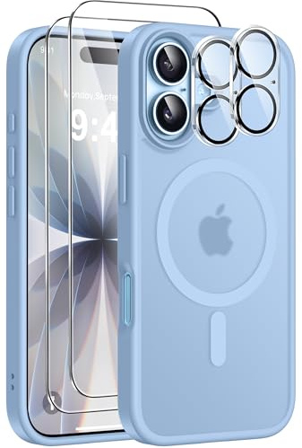 ivencase Magnetisch Hülle für iPhone 17, Hellblau | für Mag Safe mit Kameraschutz und Schutzfolie Hard PC Militärnorm Schutz Transluzente Handyhülle
