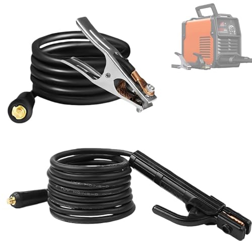 Portaelectrodos de soldadura de 16 mm² 2,8 + 1,2 m con cable, pinza de puesta a tierra de soldadura con cable, eficiente para trabajos de soldadura para máquinas de soldadura de 160-250 A