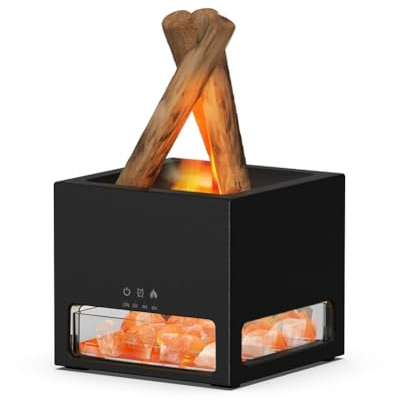Muuookka Lampe de Sel de L'Himalaya 2 en 1 et Diffuseur D'Huiles Essentielles, Humidificateur à Brume Fraîche, Humidificateur à Flamme Parfumée Automatique B