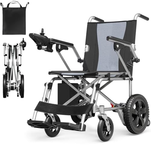 Fauteuil Roulant Électrique Pliable Léger, Pour Intérieur Étroit, Autonomie 40 km, Charge Max 130 kg, Poids 25 kg, Véhicule Électrique pour Senior (2X12Ah)