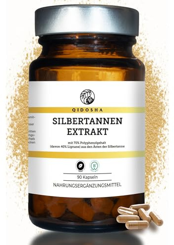QIDOSHA® Silbertannen-Extrakt mit dem Markenrohstoff Belinal®, 90 Kapseln im Apothekerglas, deutsche Fertigung, jede Charge laborgeprüft