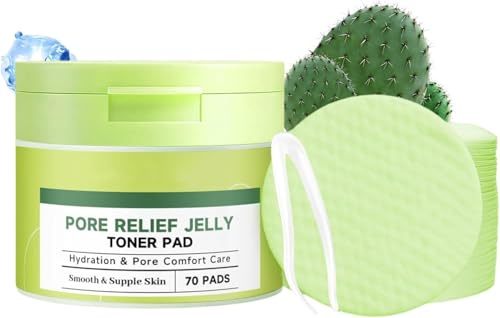 Disques toniques pour le visage, Disques de gel apaisants pour les pores au cactus, Soin exfoliant doux, Soin hydratant et affinant les pores pour femmes