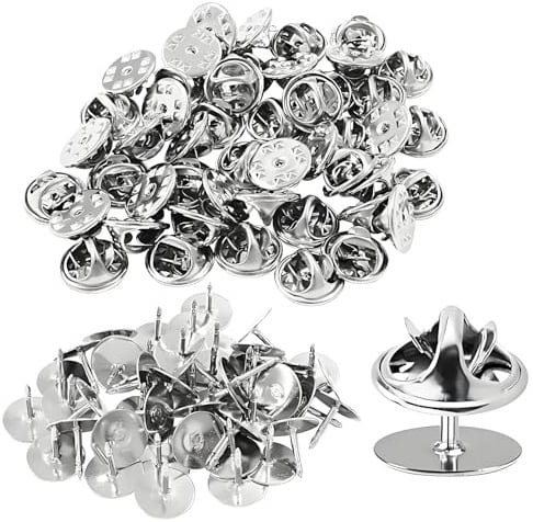 Oiieco 100 Stück Anstecker Pin, Metall-Verschlussstift Rückseiten, Metall-Verschlussstift Rückseiten Pins Anstecker, Stiftkappe Revers, Pins Anstecker für Anstecker Abzeichen DIY Zubehör