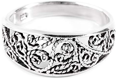 WINDALF Mittelalter Ring MIRA h: 0.8 cm Lebens Spiralen Ornamentik 925 Sterlingsilber (Silber, 60 (19.1))