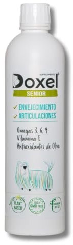 Doxel Senior - 1 l | Öl für Hunde | Nahrungsergänzungsmittel | Entzündungshemmend | Anti-Aging | Gesunde Gelenke | Immunsystem | Omega 3 6 9-Fettsäuren | Vitamin E | Muskelmasse | Ältere Hunde