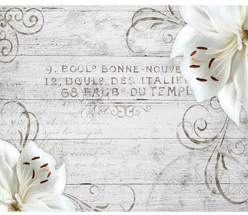 murando Fototapete selbstklebend Blumen Lilien 343x256cm Foto Tapete Tapetenfolie Möbelfolie Wandverkleidung Wandtapete Motivtapeten Bildtapete Wohnzimmer 3d Effekt Modern Holz Blume Ornament