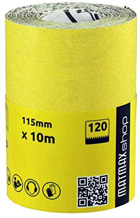 MatMax Klingspor Schleifpapier-Rolle mit Aluminiumoxid, 115 mm x 10 m, 120 Stück