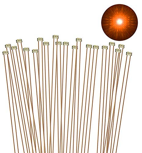 Evemodel C0402OR 20pcs Pre-soldado Micro 0.1mm Cobre Alámbrico Naranja SMD Led 0402