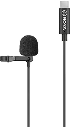 Boya BY-M3-OP - Micrófono de Solapa con Clip y micrófono omnidireccional Digital, Conector USB Tipo C, Compatible con cámara de Bolsillo dji OSMO para grabación de Video de películas Vlog