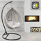 GOODS EMPORIUM Luxury Rattan Hanging Egg Chair Outdoor & Indoor Garden Swing Chair Hammock with Cushions - RAIN COVER INCLUDED (Large, Black - Grey - Grey)