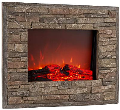 KLARSTEIN Alpbach - Chimenea eléctrica, Potencia 1800 W, 2 Niveles de Calor, Efecto Llama Realista, hasta 36 m², Temporizador, Detección de Ventana Abierta, Control Remoto, 65 x 51,5 x 14 cm, Marrón