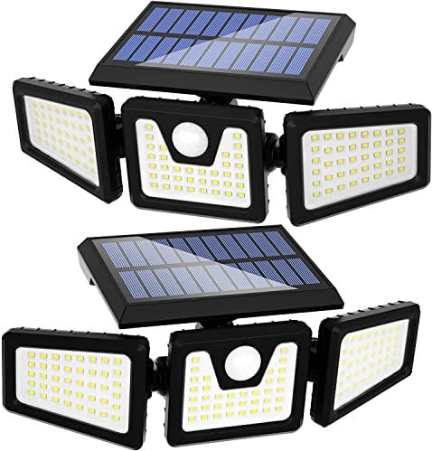 FLOWood 118LED Solarlampen für Außen, IP65 Bewegungsmelder, Drehbare Solar Gartenleuchten, Super Helle Außenwandleuchten Garten 2 Stück