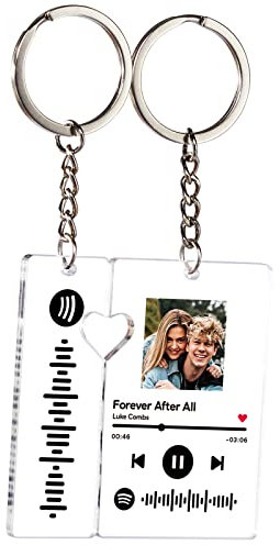 Couverture d'Album Photo Couple Porte-clés Personnalisées Scannable Spotify Code Cadre photo Porte-clés Panneau de Musique Acrylique Cadeau pour Amoureux