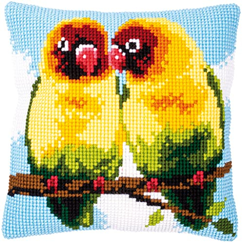 Vervaco Cross Stitch Kit Decorative Cushion INSEPARABLE Crafts Adults Decoration Embroidery Kit Beginners Complete DIY Embroidery Creative Gift ca. 40x40cm Cross Stitch Embroidery