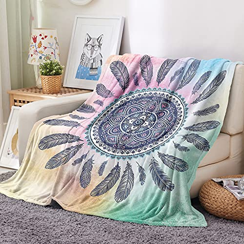 FANSU Mandala Plaid Couverture Polaire Flanelle, 3D Imprimé Hiver Chaude Douce Moelleuse Microfibre Couverture de Lit Couvre-lit Jeté de Canapé, Convient Adulte et Enfant (Multicolore,150x180cm)