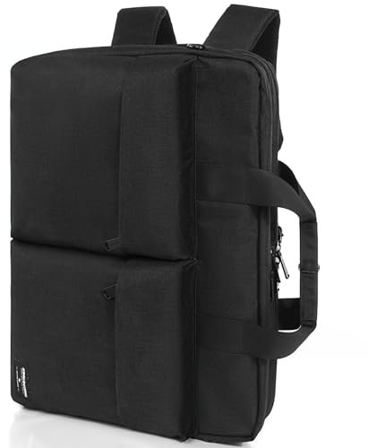 KINGSLONG 17 17.3 Inch Convertible Laptop Backpack,Laptop Messenger Bag Briefcase Handbag with Shoulder Strap for Men Women, Black