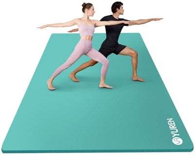 RYTMAT Yogamatte XXL 200x130cm NBR Gymnastikmatte Extra Groß Breit Fitnessmatte 10mm Dick Sportmatte Trainingsmatte für Heim-Fitness Yoga, Eltern-Kind-Aktivitäten, Senioren-Fitness