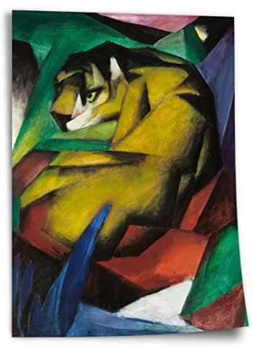 Printistico Poster Franz Marc - Der Tiger (1912) Kunstdruck ohne Rahmen, Wandbild - A4, A3, A2, A1, A0, XXL - Wohnzimmer, Schlafzimmer, Küche, Deko