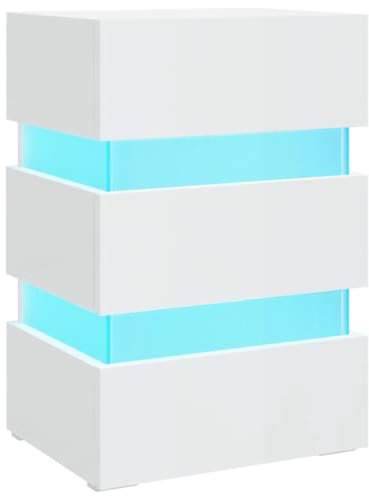 vidaXL LED Nachttisch Nachtschrank Nachtkonsole Nachtkommode Schlafzimmer Schrank Kommode Telefontisch Beistelltisch Hochglanz-Weiß 45x35x67cm Holzwerkstoff