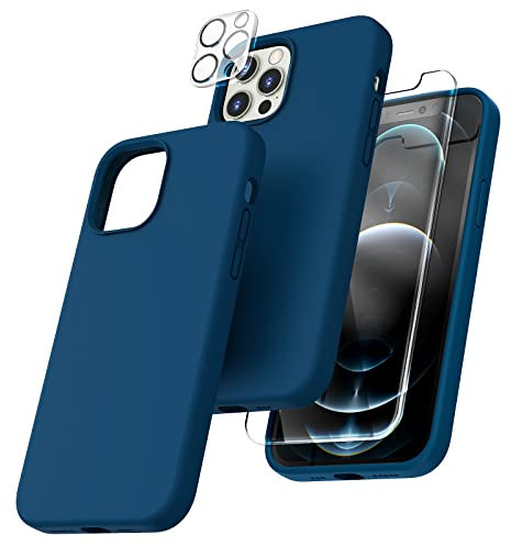 TOCOL Silicone for iPhone 12 Pro Max Case 6.7-Inch, Liquid Silicone Multi-Color Slim Silky-Soft Touch Anti-Scratch Shockproof Protective Phone Cover, Midnight Blue