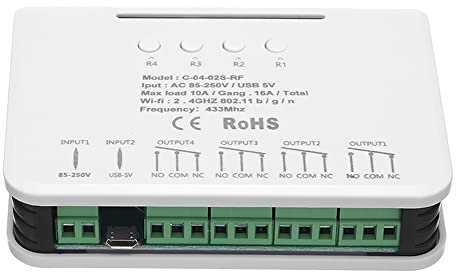 Kavolet Smart WiFi Switch, 4 Gang Universal Wireless Lichtschalter, 433MHz WiFi Remote Relais RF gleich 4CH PRO R2 Ewelink App Kompatibel mit Amazon Alexa und für Google Home/Nest Smart Home