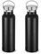Volhoply 600ml Insulated Water Bottles Bulk Two Pack,Stainless Steel Double Wall Sport Bottle with Lid of Handle,Metal Reusable Flask with Cup Cap for School,Hikers,Gift (Black,Set of 2)