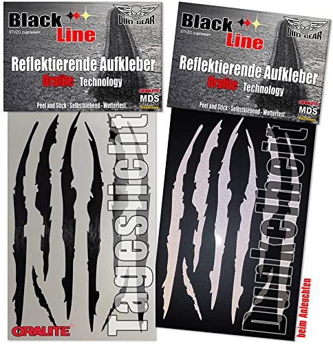 Dirt Gear Reflektierende Aufkleber (1x aus 9 Motiven) LKW Marking Grade Aufkleber Ideal Reflektoren Stickers für Motorrad-Quad-ATV Motorradhelm & Verkleidung Selbstklebende (206)