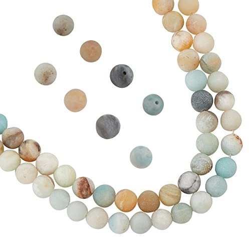 NBEADS ca. 96 Stück Natürliche Amazonit Perlen, 8 mm Runde Naturperlen Mattiert Ungefärbt Blumen Amazonit Perlen Lose Spacer perlen Für Armbänder Halsketten Schmuckherstellung