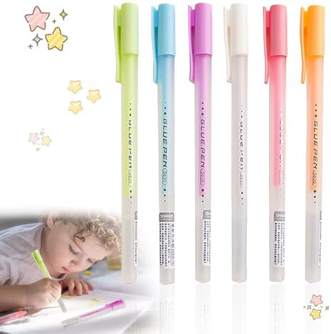 Viilich 6 Pièces Stylo à Colle à Séchage Rapide, Scrapbook Crafting Pen Liquide Adhésif pour Scrapbooking