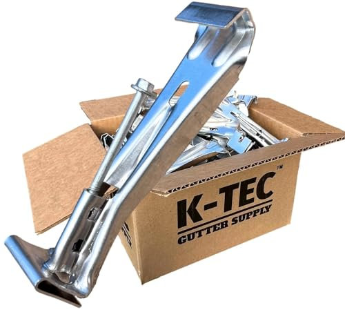 Versteckte Dachrinnenaufhänger, 12,7 cm, mit voreingesetzter, rostbeständiger Schraube, robuste Regenrinnenhalterungen mit Clip für 12,7 cm K-Style Aluminium-Dachrinnen, einfache Reparatur von