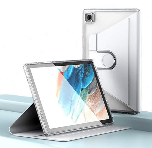 Funda para tablet Samsung Galaxy Tab S7 S8 de 11 pulgadas (2020 2022), ultra transparente, soporte giratorio de 360 grados, acrílico + cuero, funda protectora a prueba de golpes para