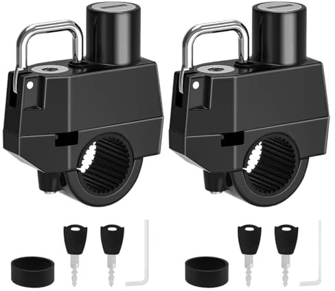 Windance Lot de 2 verrous de casque de moto, crochet de support de casque pour guidon de 22 mm, verrou de sécurité antivol pour cadre de moto, vélo, porte-bagages (clé différente)