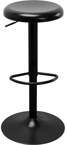 Kare Design Barhocker Kalea, Schwarz, Barstuhl, Stahl Gestell, Höhenverstellbar, Rund, 82x41x41 cm