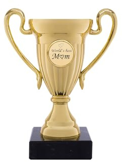 andSmile Pokal mit Gravur für Muttertag - Trophäe aus hochglänzendem Gold mit Marmorsockel - Pokale für Mamas - Geschenk für Mama zum Geburtstag, Weihnachten
