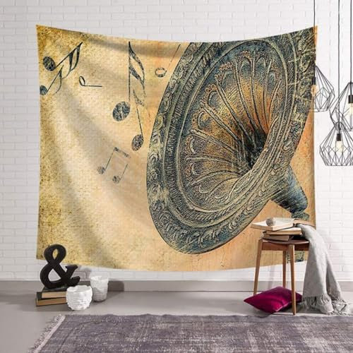 Pechiwuo Musik Wandteppich Retro Wandbehang Musik Wandtuch Aesthetic mit Muster Wandteppiche 3D Tapisserie Tapestry für Schlafzimmer Wohnzimmer Wohnheim Deko 260 x 240 cm F110