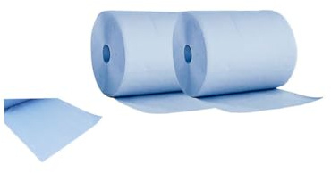 Putzrollen Blau 2-lagig – 2 Rollen à 500 Blatt (1000 Blatt), 36 x 36,5 cm, Industrie Papierwischtücher, saugstark & reißfest, Werkstatt & Gastronomie
