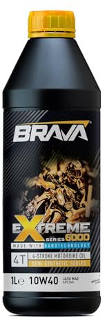 Brava Extreme 6000 4T 10W-40 Halbsynthetisches Motorradöl, Maximaler Schutz und Leistung, Ölmangel-Schutz, 1000 ml