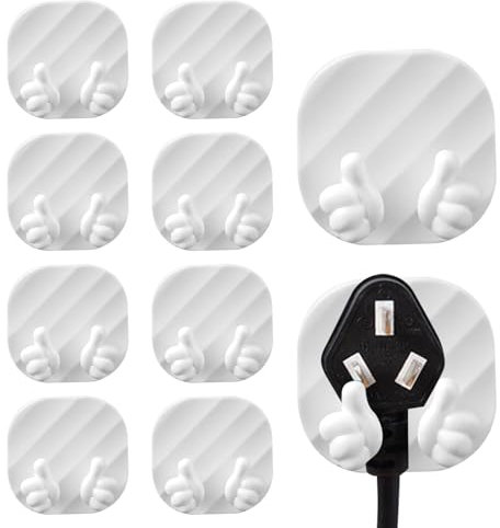 Jiimhte 10 Stück Handgestenhaken, Daumen Wandhaken Daumenhaken Selbstklebend Handgestenhaken Thumbhooks Kreativer Kabelhalter Hand Selbstklebend Finger Hook Für Schreibtisch, Datenkabel-Clip